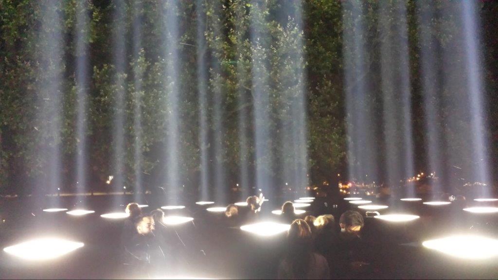 Dust – Dawn Beams of light punctuate the London sky commemorating the 100th anniversary of the outbreak of the First World War